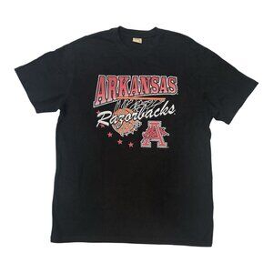 College Vault Arkansas Razorbacks Basketball T-Shirt Black with Red Hogs Sz XL